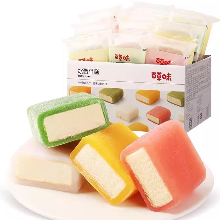 【中国直邮】 百草味 冰雪蛋糕麻薯整箱早餐面包充饥夜宵糕点小吃休闲食品 540g