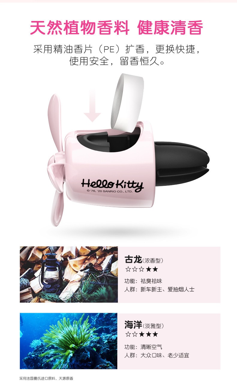 【中國直郵】helloKitty 車上香薰汽車裝飾可愛汽車出風口擺飾 kitty