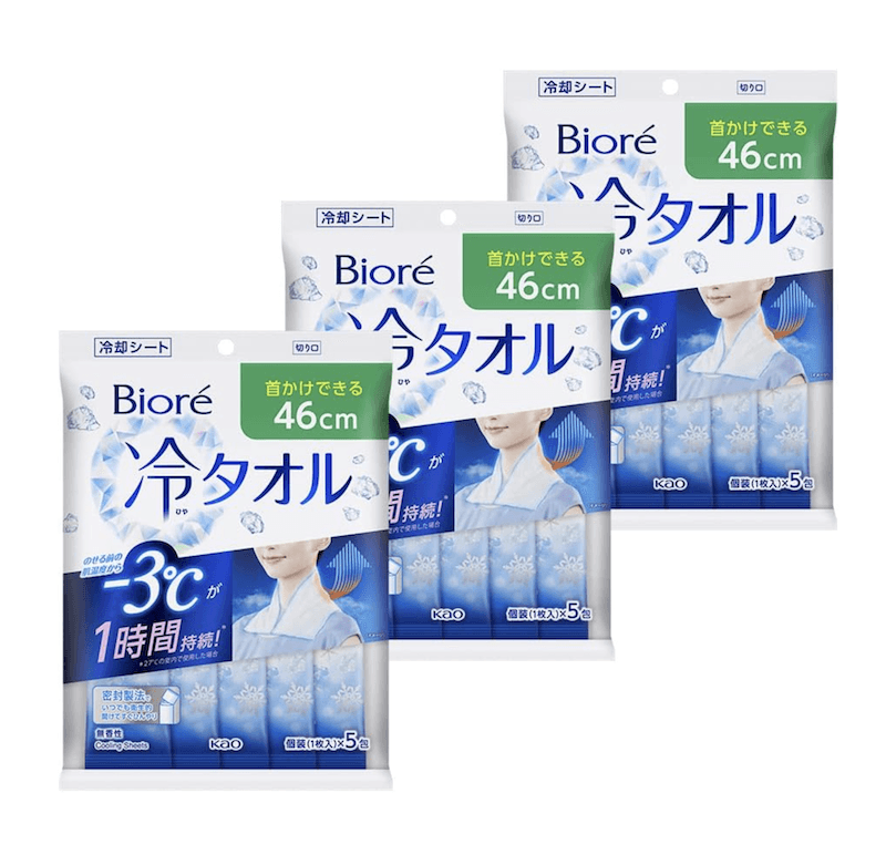 【日本直郵】日本花王KAO碧柔夏季必備降溫止汗涼感清涼冷感濕巾 無香型 大片裝 5枚 3包