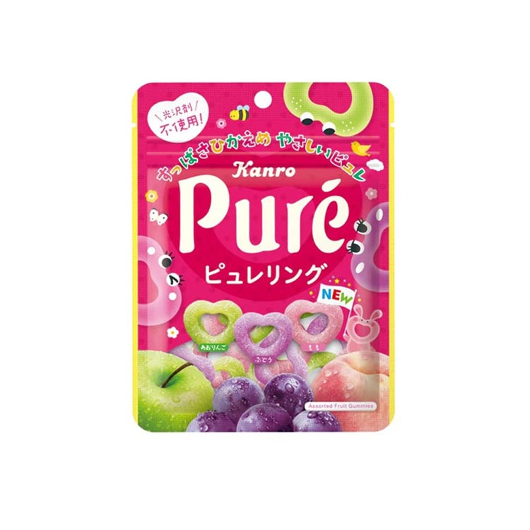 【日本直郵】KANRO甘樂 Pure心形圈圈軟糖 混合水果口味 156g