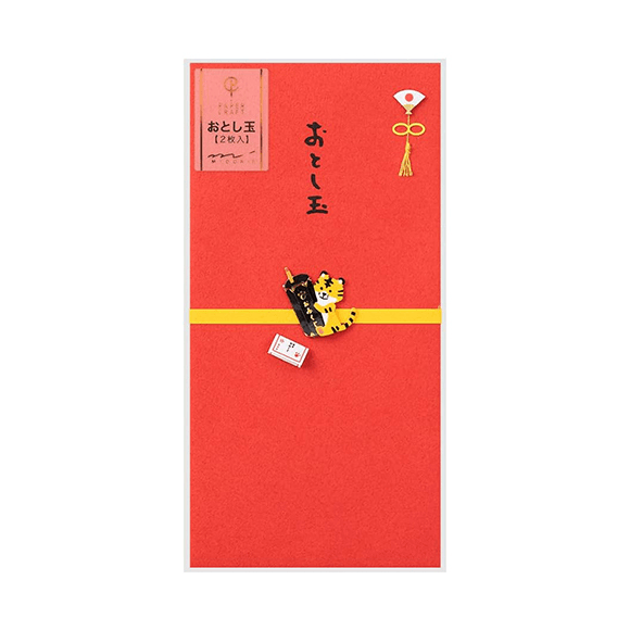 【日本直郵】Midori 日式和風紅包2枚 金虎送福大號