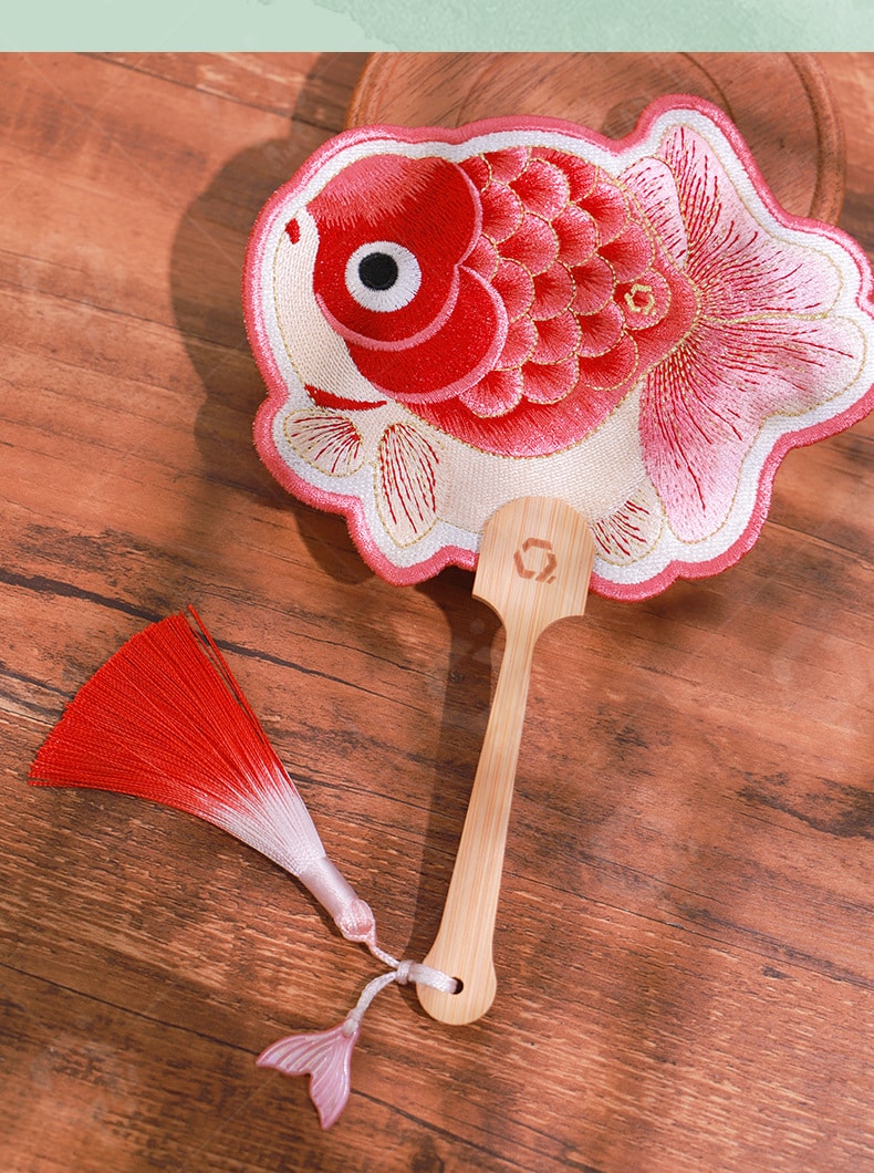 Hand-Shaped Embroidery Fan Decorative Portable Cultural Fan -Lotus Style 1 Piece