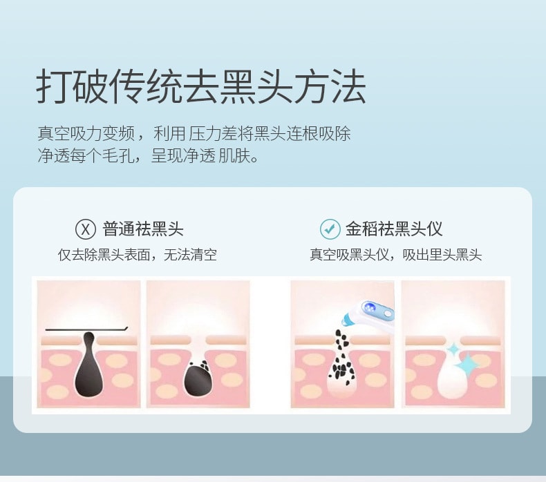 【中國直郵】金稻 電動吸粉刺毛孔清潔去黑頭儀 藍色
