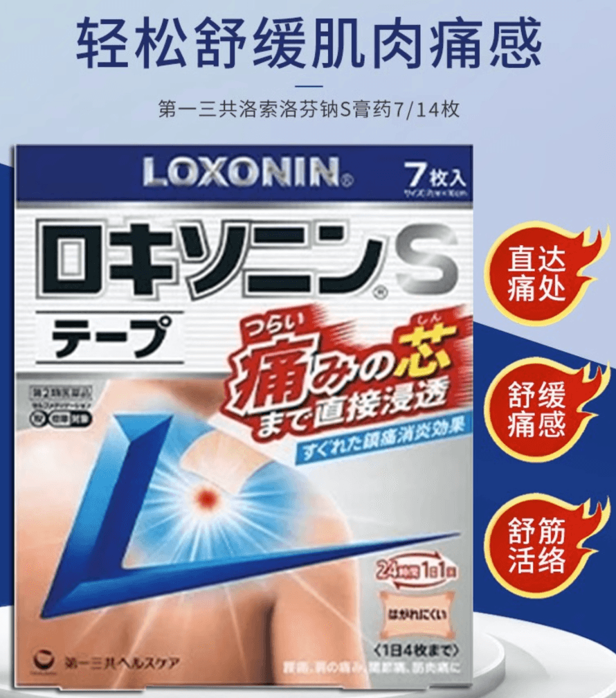 【日本直邮】第一三共洛索洛芬镇痛膏药贴缓解腰痛肩颈痛关节痛14枚