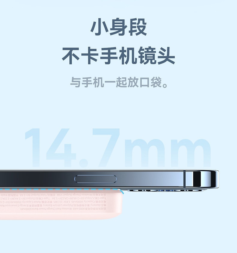 【中國直郵】倍思磁吸無線快充行動電源6000mAh 迷你纖薄LED指示燈 白色