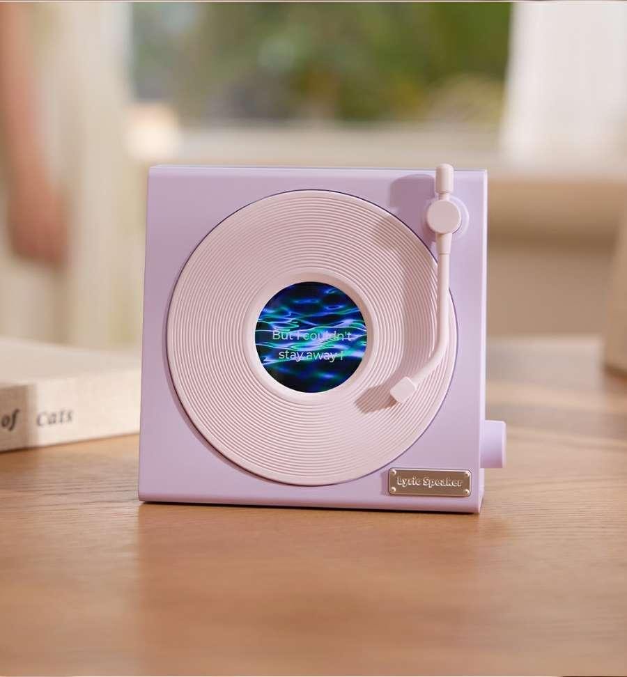 【中国空运直邮】 HOLIHEYO 新款悬浮歌词蓝牙音箱动态背景黑胶复古白噪音室内摆件多变时钟 幽趣紫色 一台装
