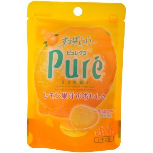 【日本直邮】日本KANRO PURE果肉果汁咀嚼弹力软糖 柠檬味 1.6 Oz