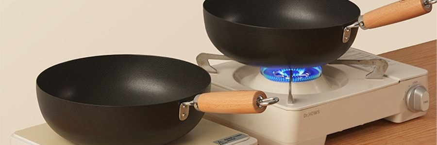 KIMS COOK 小可爱系列 多功能铁锅 煎炒锅 带盖+沥油架 26cm