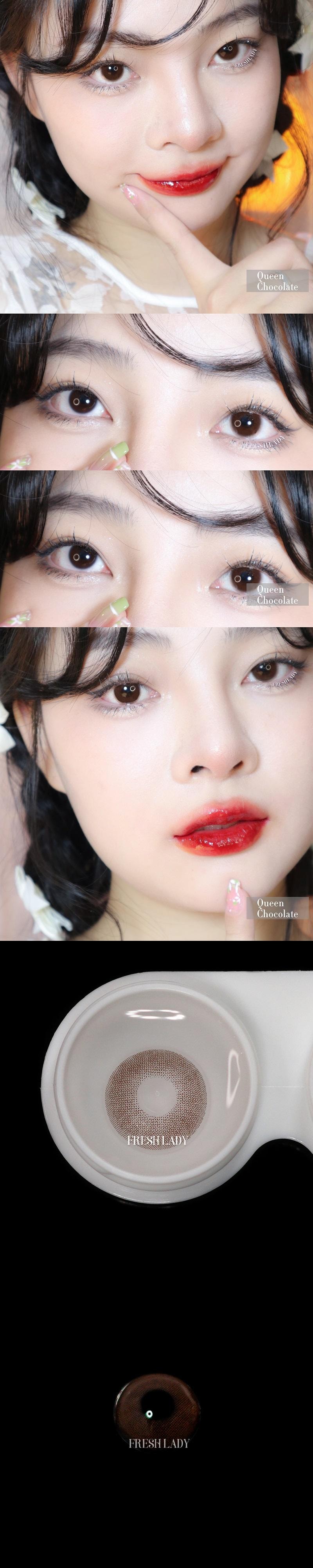 【中國直郵】 FreshLady BL系列 美瞳片 女王巧克力 年拋 14.2mm 一盒2片裝 0度