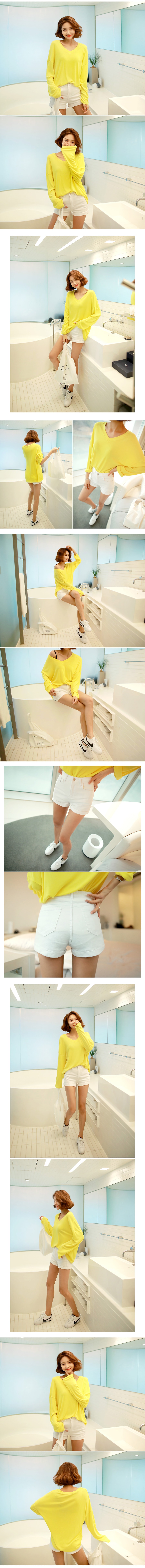 KOREA High Waist Denim Shorts #White M(27-28) [Free Shipping]