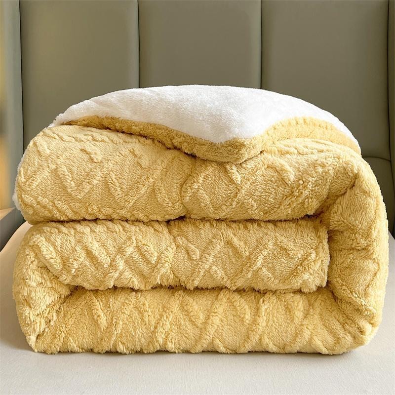 【中國直郵】Lullabuy加厚羊羔絨毛毯 保暖棉被 午睡被子 卡其 King Size 5kg