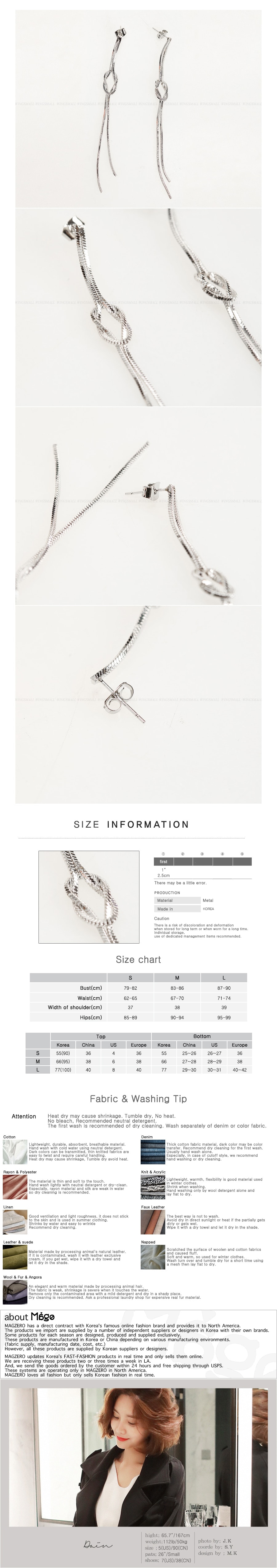KOREA Knot Chain Drop Earrings #Silver [Free Shipping]