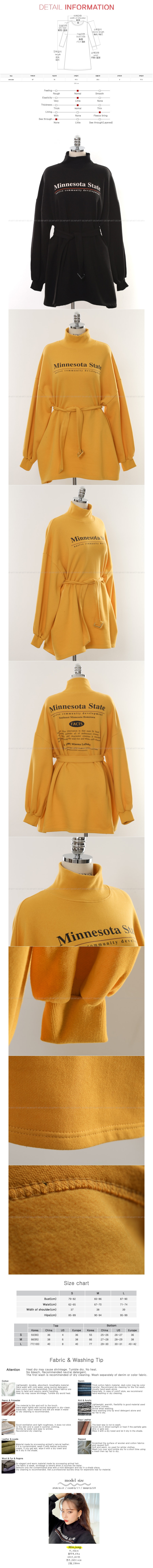 SSUMPART Belted High Neck Mini Dress #Mustard One Size(S-M)