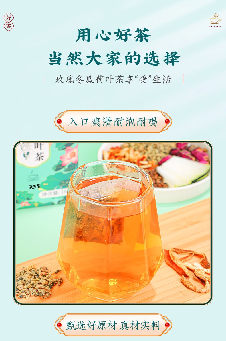 中国 北京同仁堂 玫瑰冬瓜荷叶茶 油切大肚茶 排油修身去油减肚养生茶 160g/盒