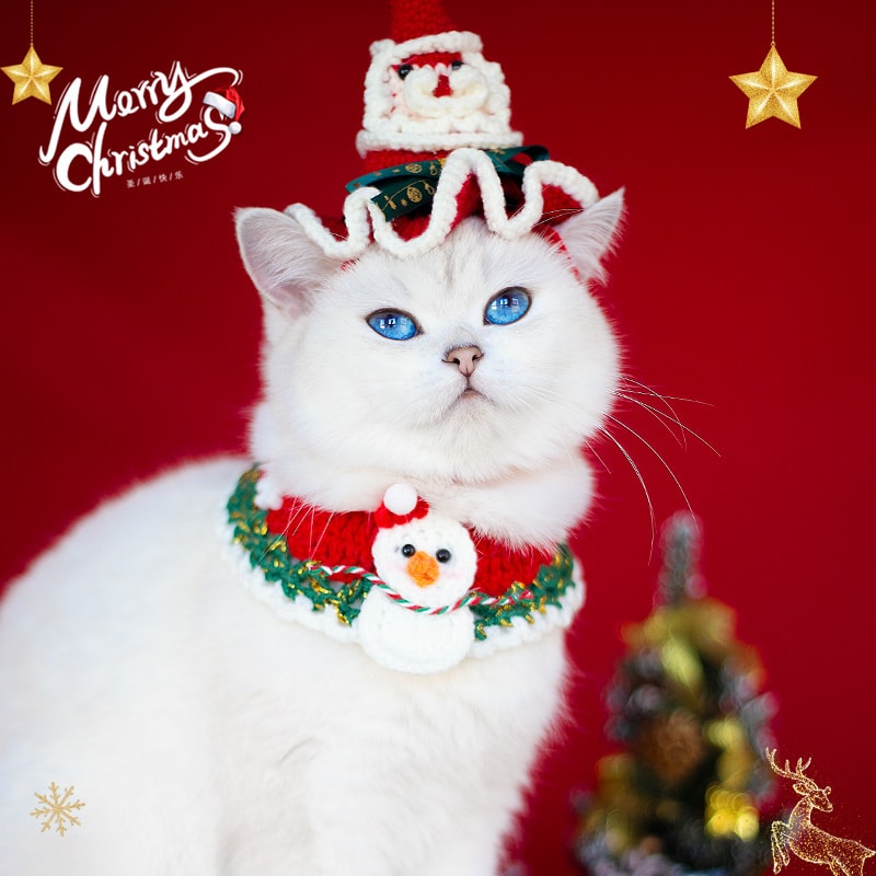 【中国直邮】 FOXTAIL 圣诞节宠物饰品 围脖挂饰/猫咪狗毛线装饰/围巾项圈/手工编织-B01麋鹿 1个*|预计到达时间3-4周