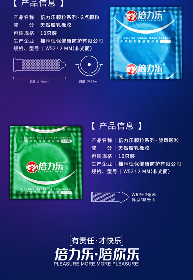 【中國直郵】倍力樂避孕套 三合一 30隻/盒