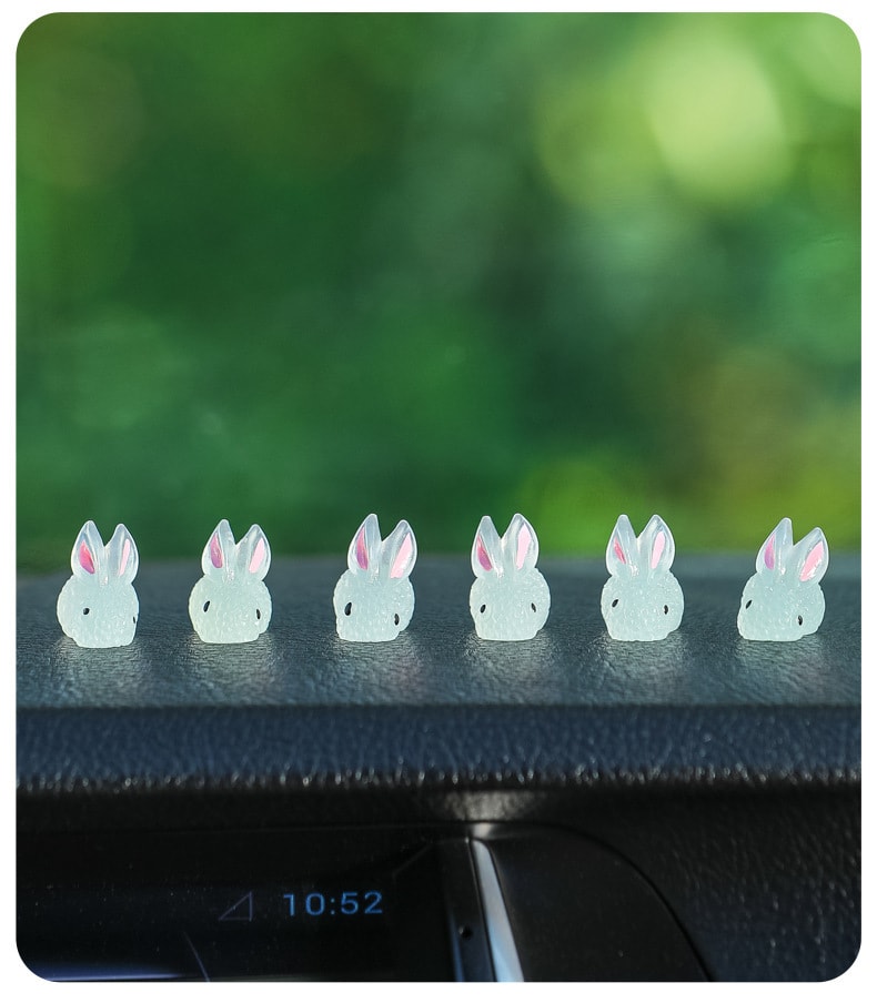 【中國直郵】LORDUPHOLD 夜光小兔子汽車擺飾卡通 小號夜光兔一套六裝