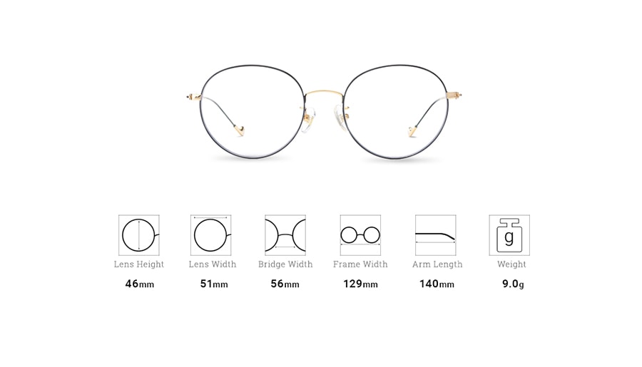 Digital Protection Eyeglasses: Black/Gold (DL72123 C2) - Lens Included