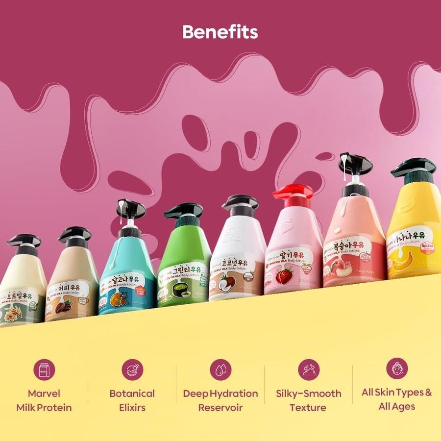 韓國 Kwailnara 香蕉牛奶身體乳液雙入組 – 含香蕉萃取的韓國保濕舒緩護膚組每瓶560g / 19.75oz