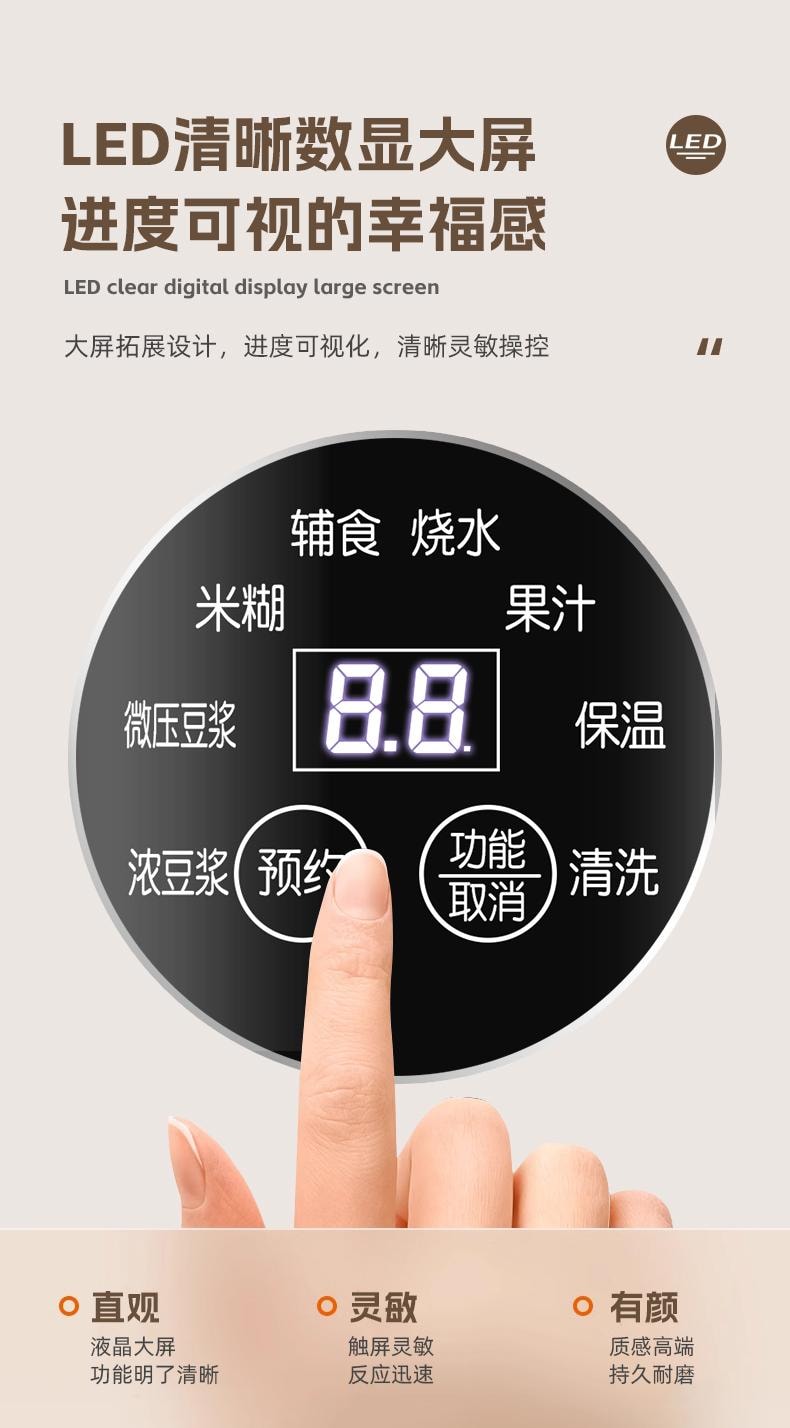 美國 C&C Lifestyle 304不鏽鋼智慧型1200ML大容量豆漿機 免濾便攜款 豆漿機 破壁機 自動清洗