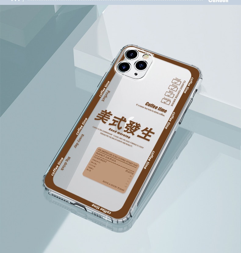 已淘汰[中國直郵] 樂學辦公LEARN&WORK美式發財 蘋果手機殼 透明咖啡 防摔矽膠 適用 iPhone 13 單裝
