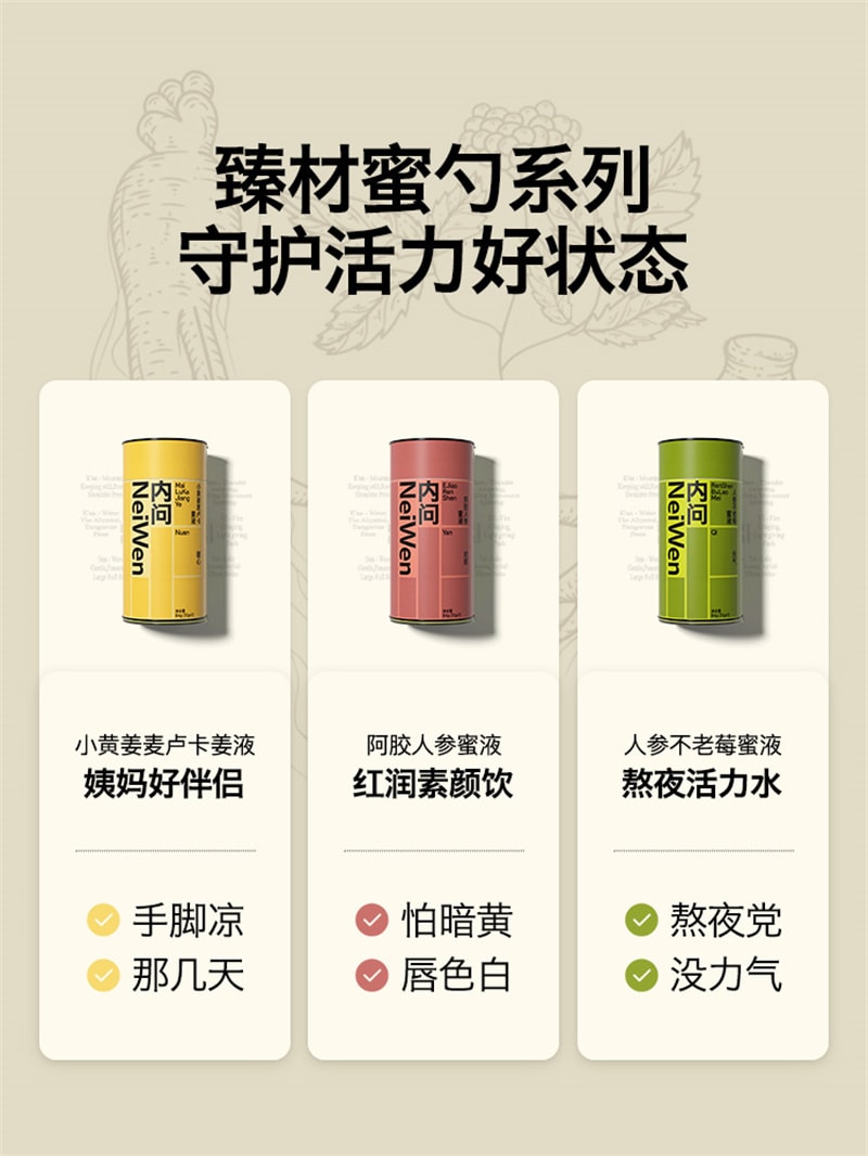 【中国直邮】内问  红勺子阿胶红枣人参蜜液阿胶速溶粉麦卢卡蜂蜜女性冲饮品礼盒  12g*7支