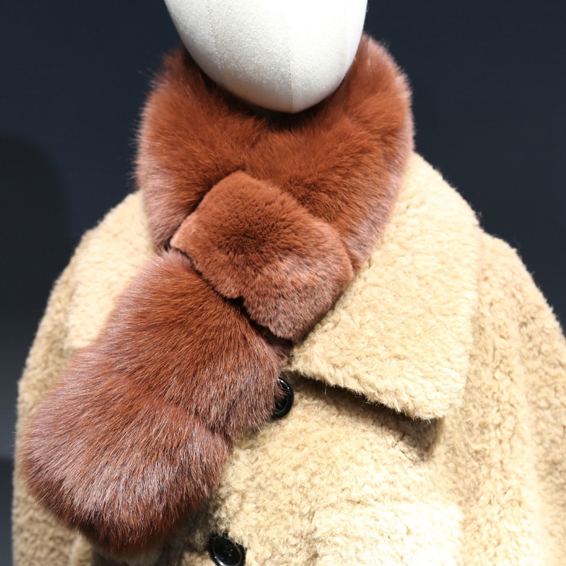 中國直郵 太平鳥 可愛冬季通用加厚狐狸毛圍脖 奶奶灰