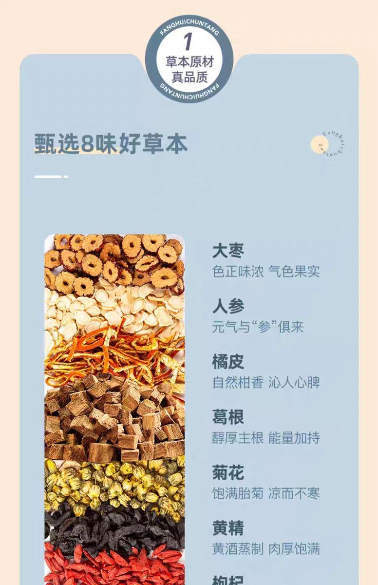 【中国直邮】 方回春堂 熬夜茶 养生茶汤 7g*14袋 98g*1盒