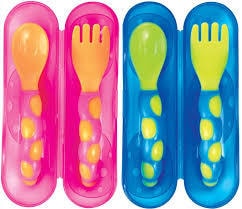 travel case fork and spoon--Blue