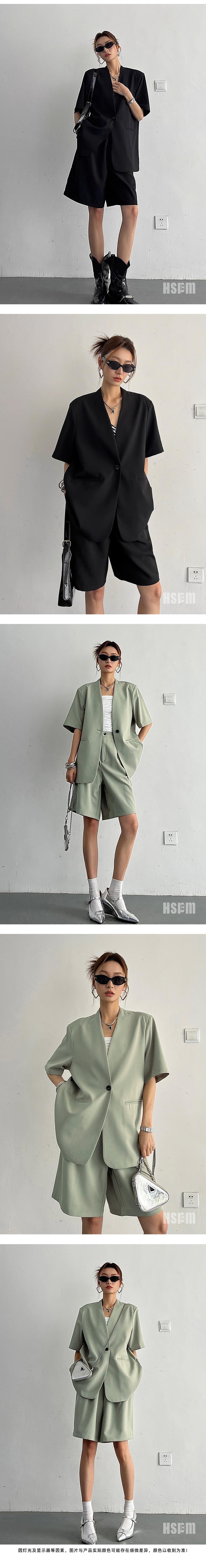 【中国直邮】 HSPM 新款薄款垂感高腰阔腿西装短裤 黑色短裤 S