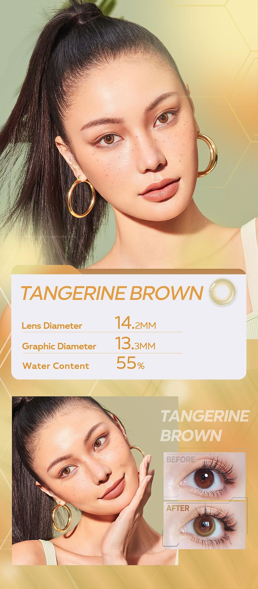 CoFANCY Highlight Moment Collection Daily Colored Contacts (10pcs/box)#Tangerine Brown 0