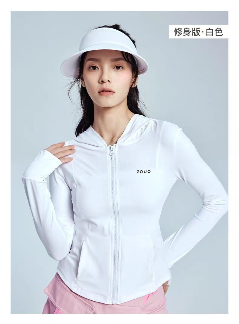 【中国直邮】ZAUO 凉感修身防晒衣防紫外线薄款透气连帽外套 1件-粉色 M丨*预计到达时间3-4周