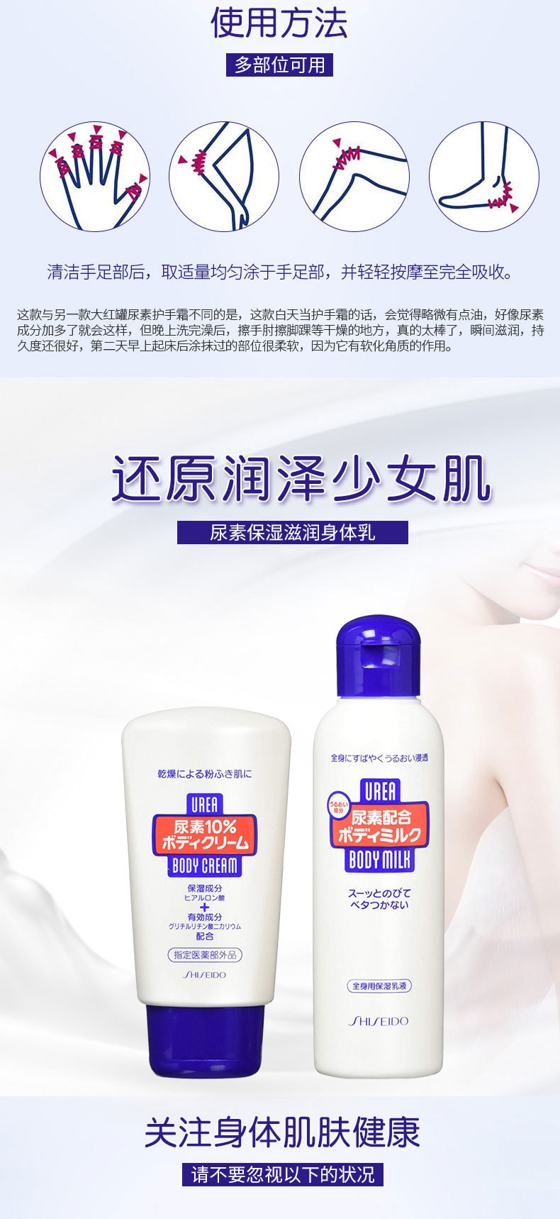 日本 资生堂 尿素10%配合超保湿身体乳霜 手脚乳霜120g