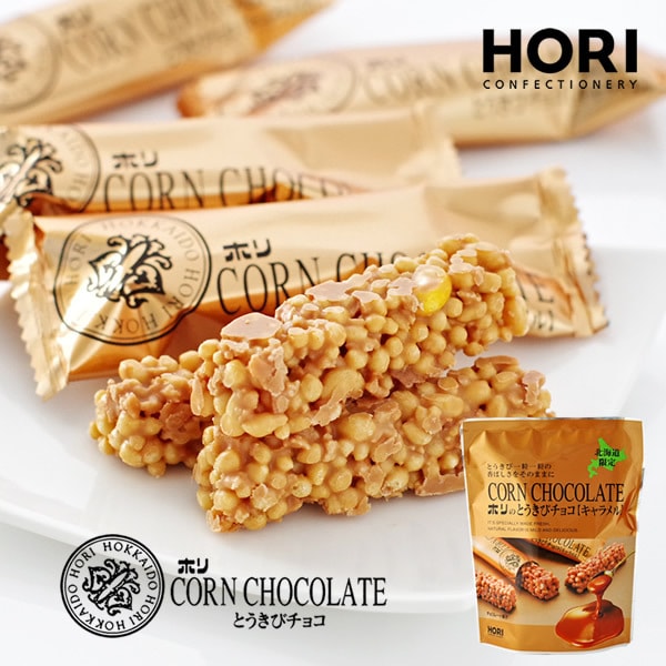 日本HORI 玉米膨化巧克力棒 焦糖口味 10个入 北海道限定