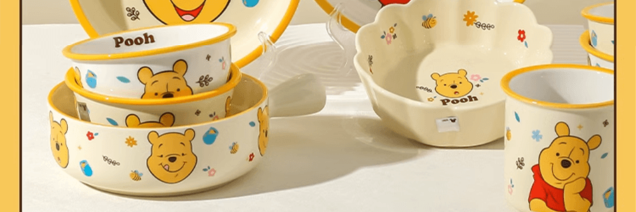 川岛屋 迪士尼维尼熊系列餐具 花边碗 陶瓷碗 6寸 1个