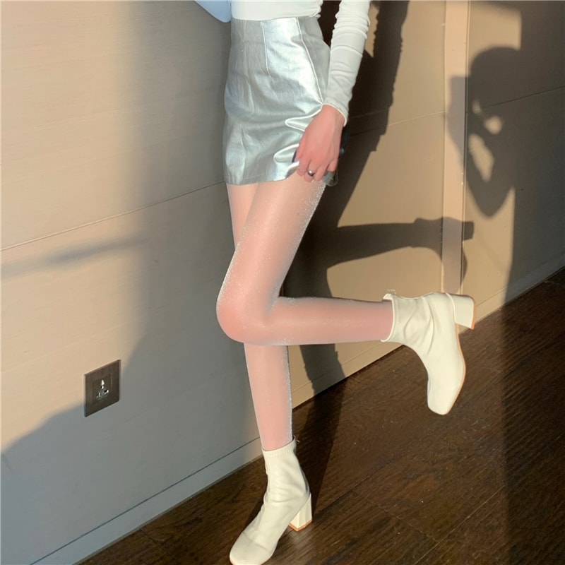 【中國直郵】新品 一線襠薄款絲襪珠光襪 均碼 奶白色款(3條裝)