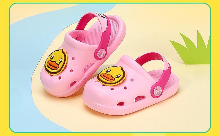 【中國直郵】B.Duck小小鴨 兒童洞洞鞋夏日涼鞋拖鞋耐磨防滑 28碼 粉紅色