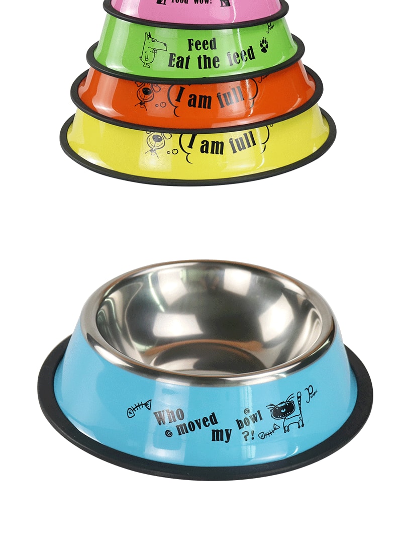 【中国直邮】尾大的喵 宠物不锈钢碗 2号 颜色随机 宠物用品