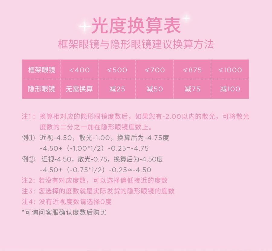 【中國直郵】moody美瞳日拋 少女白日夢系列 格雷玫瑰 (粉紅色系) 10片裝 -4.50(450)
