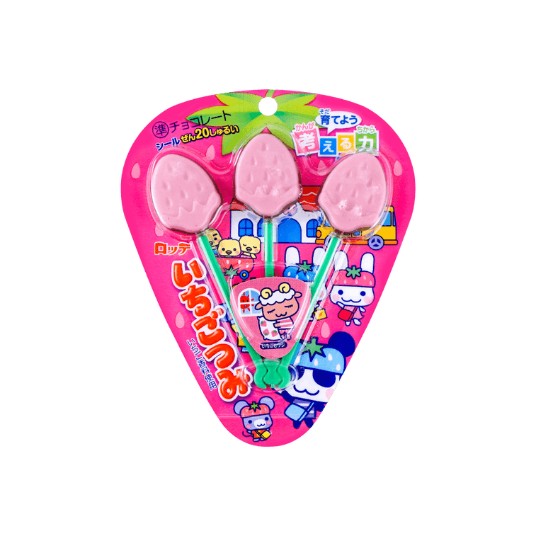 【日本直邮】LOTTE乐天 草莓巧克力 棒棒糖 11g【小朋友超爱】