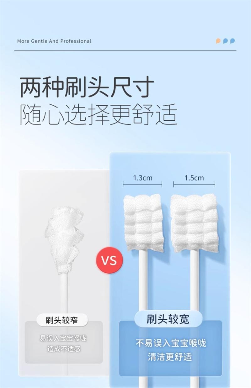 【中國直郵】 戴可思 嬰兒口腔清潔棉棒新生嬰幼兒紗布乳牙刷寶寶刷舌苔 大頭款30支/罐