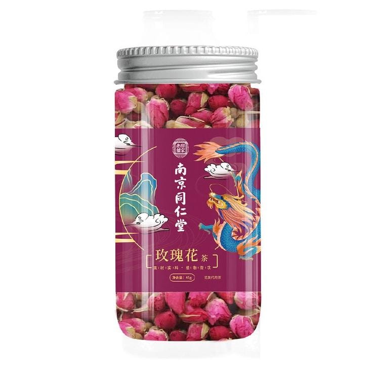 【中國直郵】 南京同仁堂 玫瑰花乾泡茶平陰玫瑰正品美白養顏茶玫瑰花茶養生茶 45g/瓶