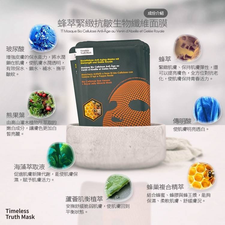 台湾 TTM提提研 蜂萃紧致抗皱生物纤维面膜 法国乐蓬马歇百货版本-单片