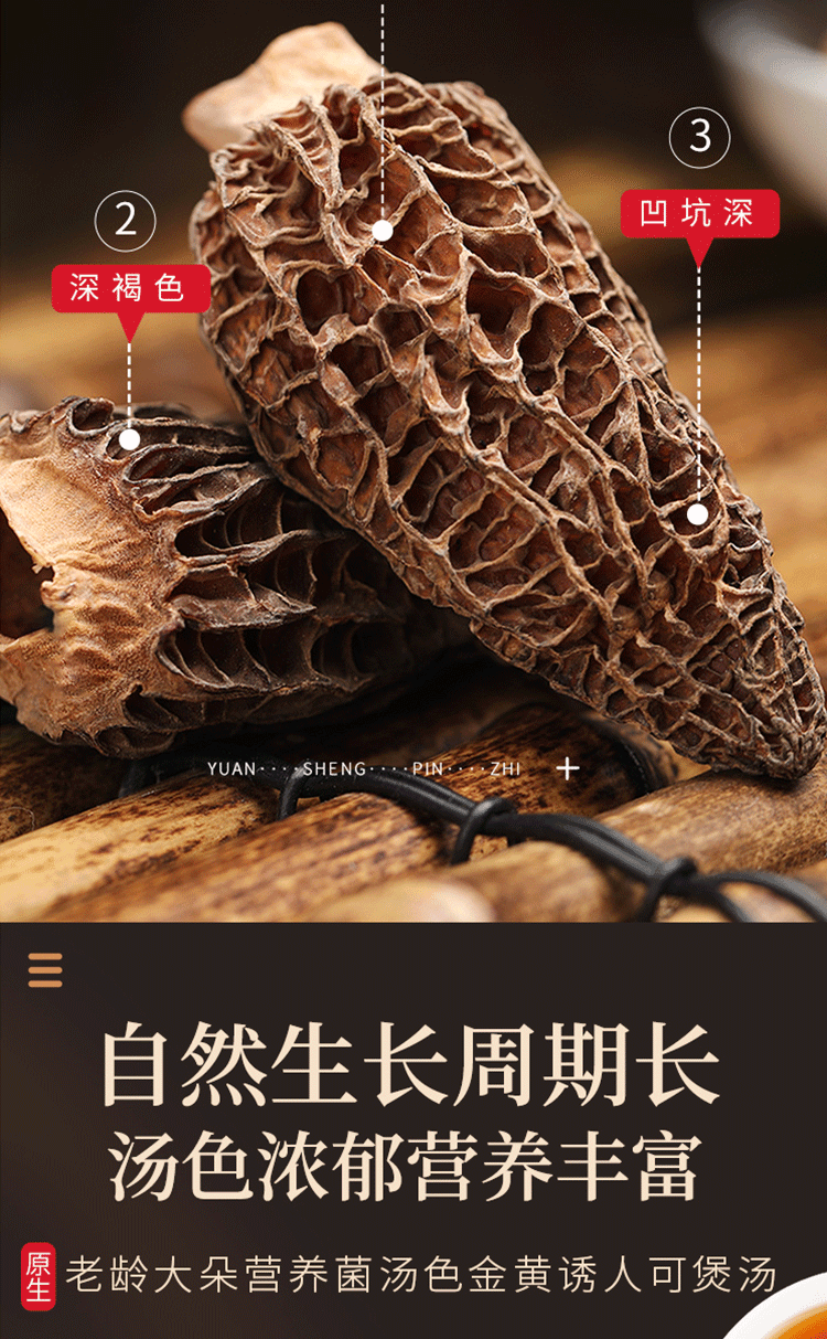 【中國直郵】 福東海 羊肚菌 山珍菌菇 乾貨特產 煲湯燉雞食材 滋補品50g