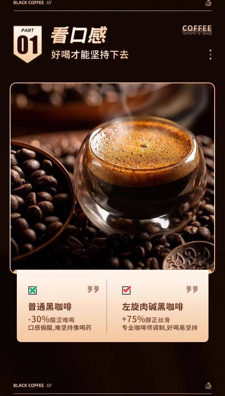 【中國直郵】 北京同仁堂 左旋肉鹼黑咖啡即溶美式咖啡即飲藍山咖啡顆粒固體飲料 2g*25條/盒