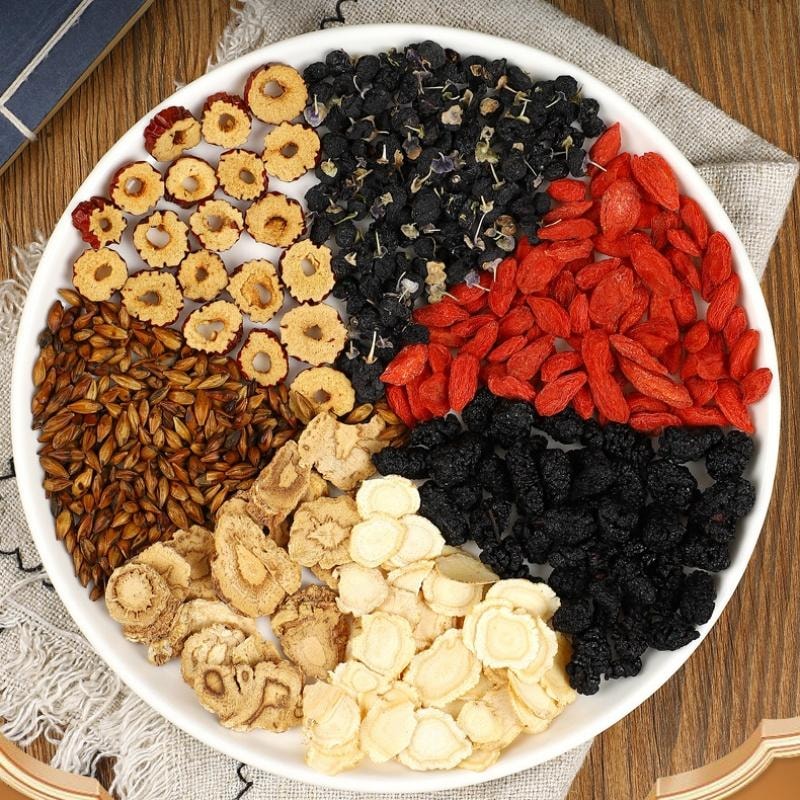  悠茗庭草 【美国直邮】2包 人参桑葚黑枸杞茶 100g*2/3.53oz*2(5g*20pcs*2) 中草药茶 滋养身体 改善睡眠 消除疲劳 焕发活力 男士加油站,混合茶包