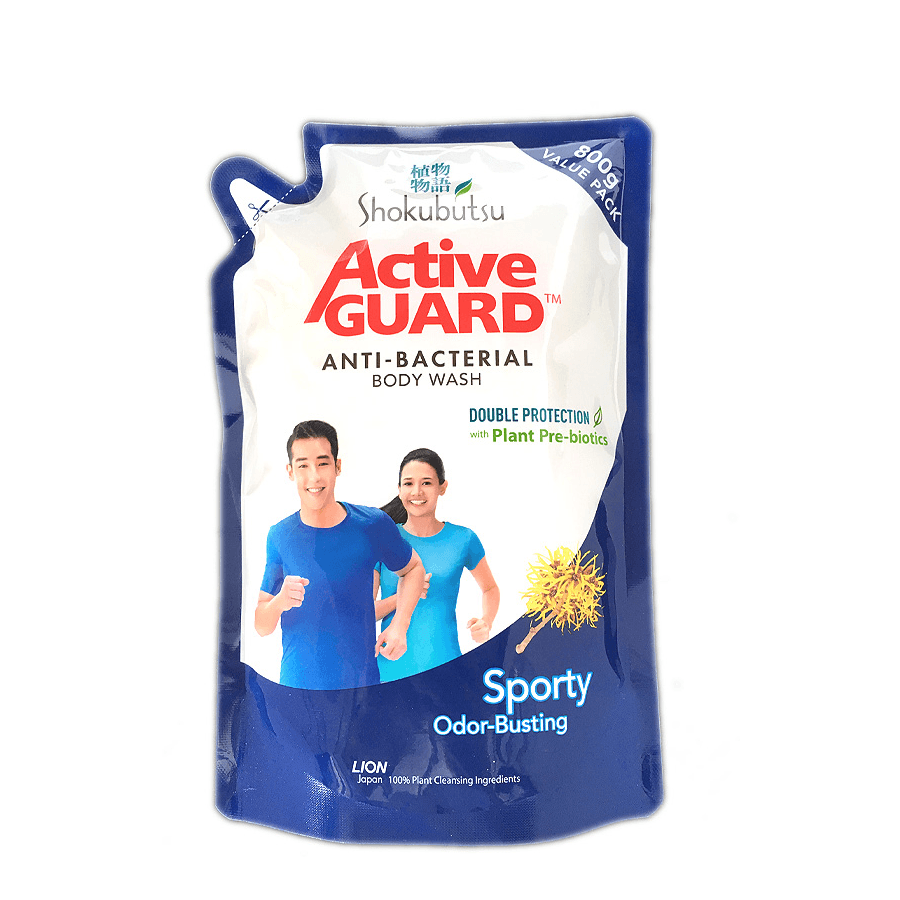 Active Guard Anti - Bacterial  Body Wash - Sporty Odor Busting  ( Refill Pack )  800g