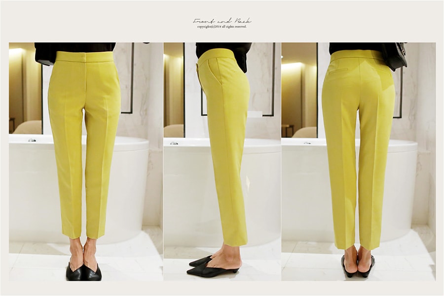 WINGS Mid-High Rise Slimming Ankle Pants #Cream L(29-30)