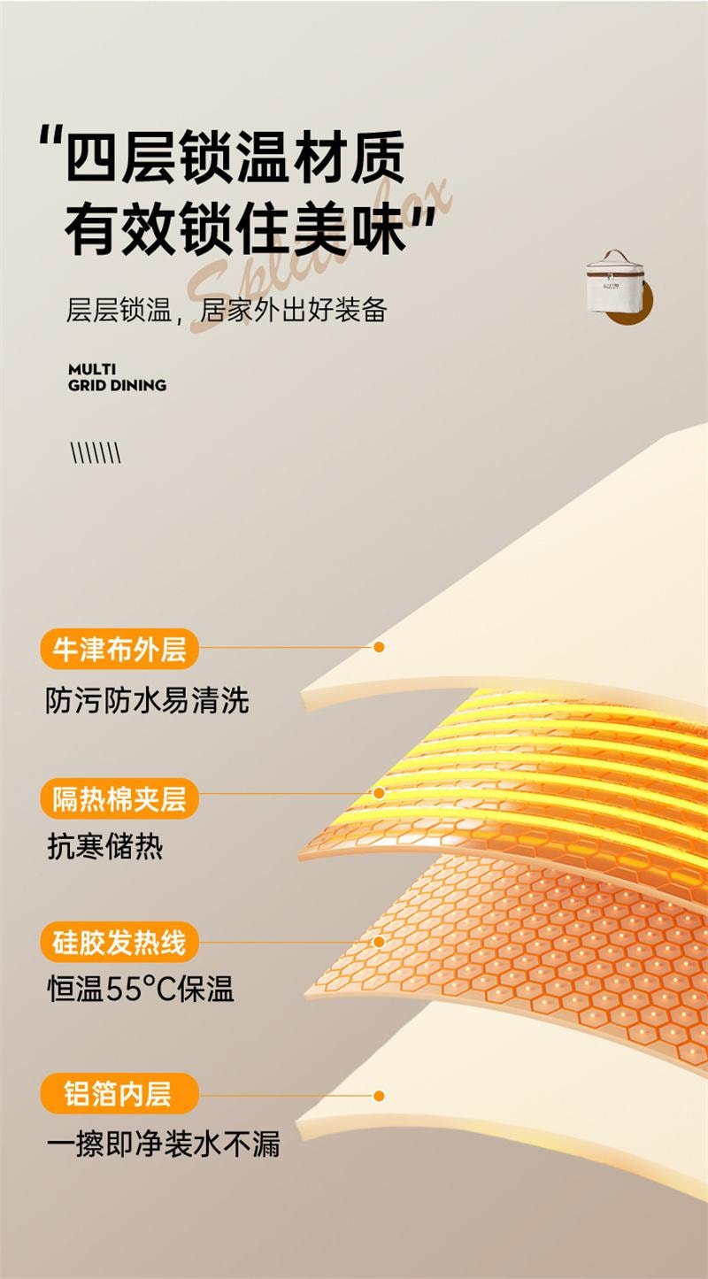 【中国直邮】 亲太太 陶瓷内胆可插电饭盒加热便当盒保温餐盒多层 400ml 2个装