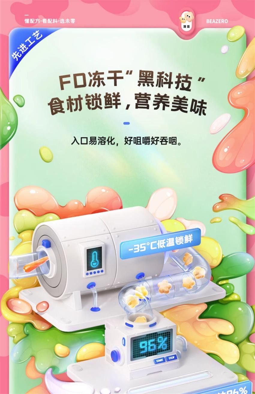 【中國直郵】 未零 海綿寶寶聯名 高鈣蔬菜溶豆 兒童零食溶豆 鷹嘴豆菠菜地瓜風味 16g/盒